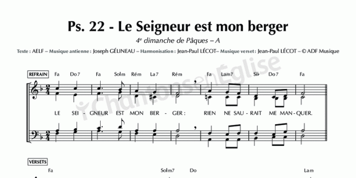 Psaume 22 Le Seigneur Est Mon Berger Texte