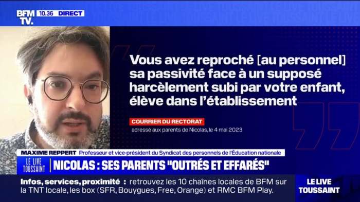 Texte De La Lettre Du Rectorat Aux Parents De Nicolas