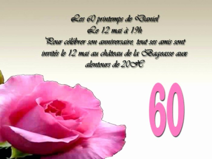 Texte Pour Invitation Anniversaire 60 Ans Femme Gratuit