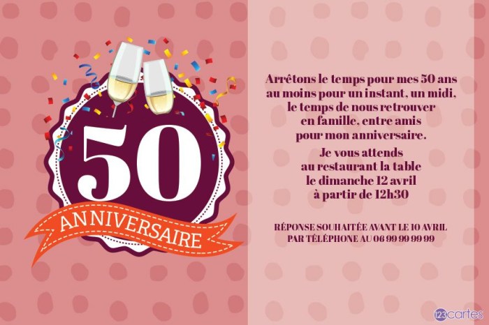 Texte Pour Invitation Anniversaire 50 Ans Humoristique