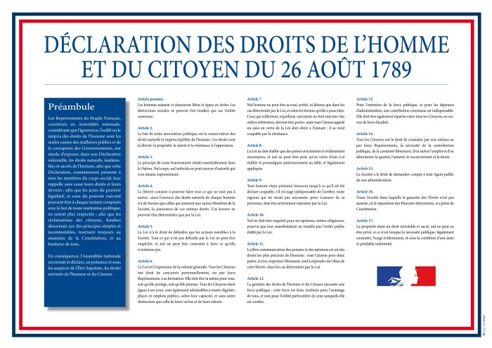 Texte Déclaration Des Droits De L'Homme Et Du Citoyen 1789